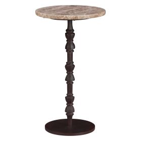 Detroit 12" Side Table in Light Emperador Marble with Casted Base