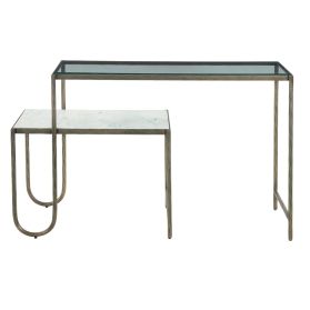 Venice 50" Nesting Console Table with Marble and Glass