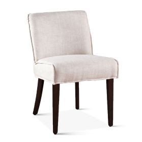 Buddy 20" Dining Chair in Beige Linen with Dark Legs