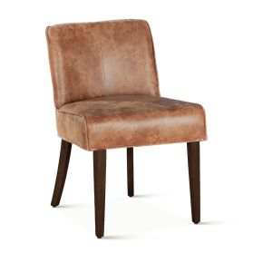 Buddy 20" Dining Chair in Tan Leather with Matte Brown Legs