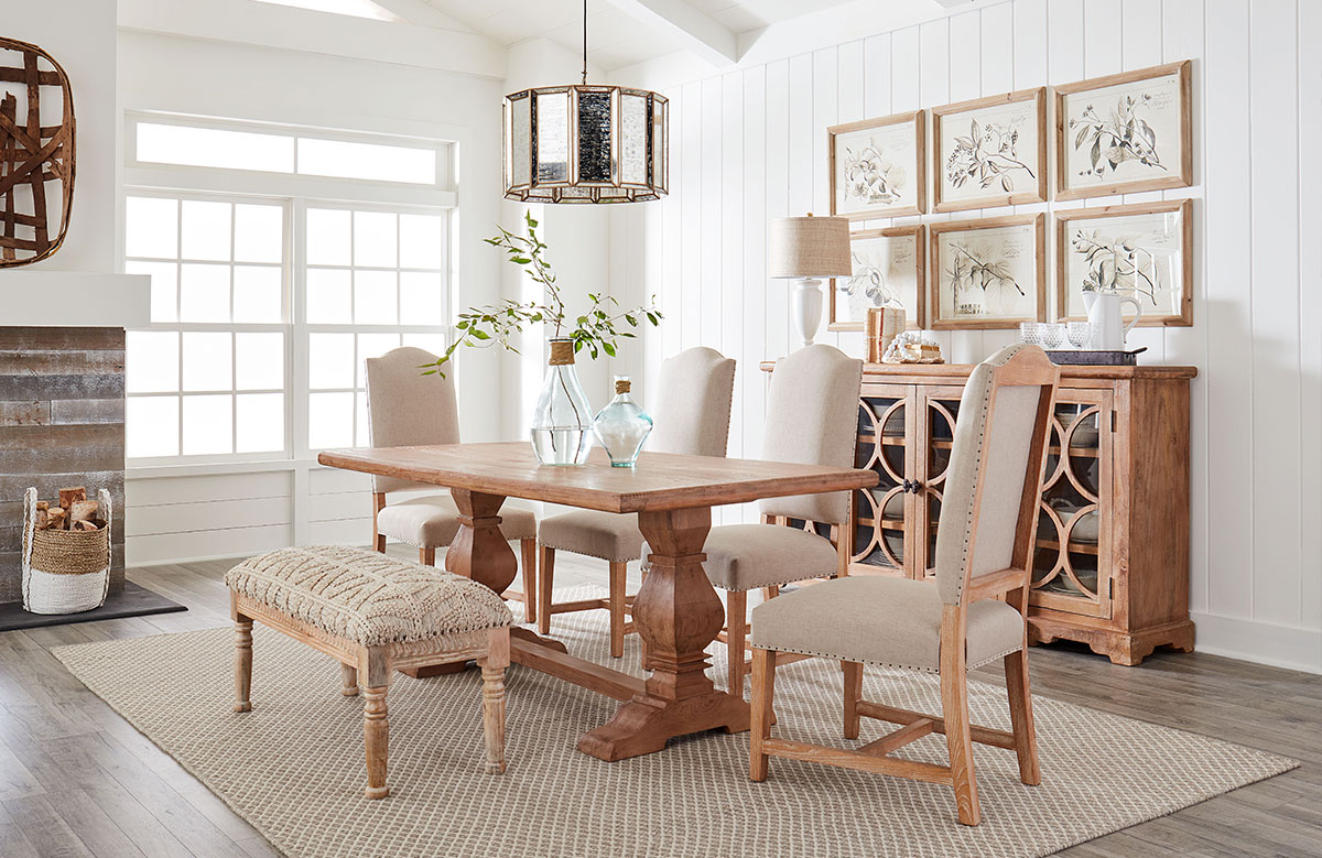 San Rafael Dining Table and Buffet with Darcy chairs