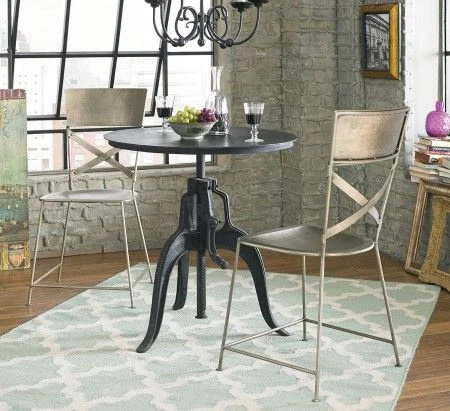 The Artezia Metal Adjustable Side Table and Anderson French Industrial Chairs