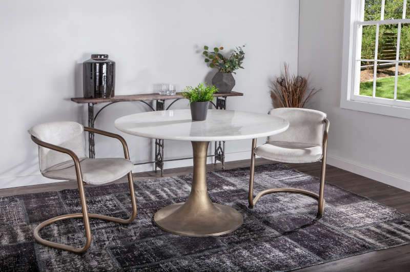 The Artezia Industrial Crank Table, paired with Chiavari Industrial Chairs