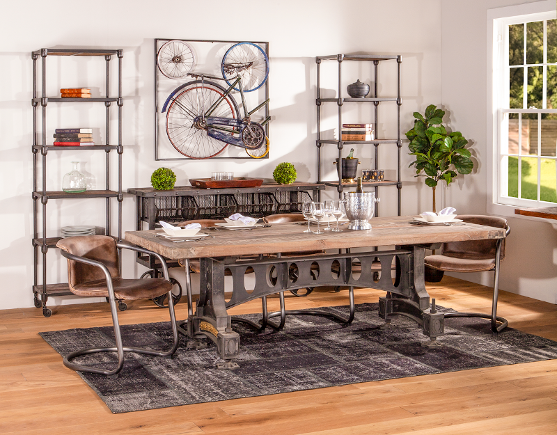 The Sterling Industrial Modern Dining Table, paired with Chiavari Industrial Chairs